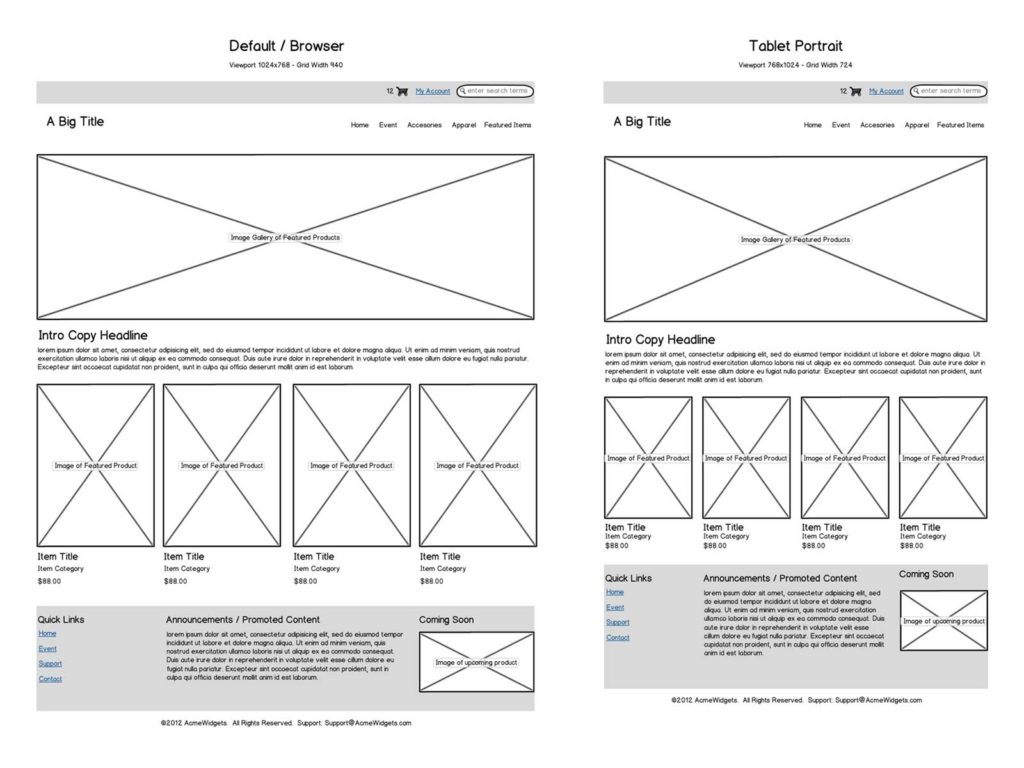 Wireframe design